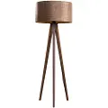QAZQA Tripod Gulvlampe Valnøtt med Fløyelskjerm Krokodilleskinn 50cm - Tripod Classic