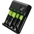 Green Cell VitalCharger - Batterilader - 4 x batterier lader - 0.5 watt - svart - med 2 x AA NiMH 2000 mAh rechargeable batteries and 2 x AAA NiMH 800 mAh rechargeable batteries