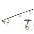 QAZQA Skinnesystem med 5 spotlights 1-fase sort med stål - Suplux