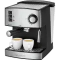 Clatronic ES 3643 - Kaffemaskin med melkeskummer - 15 bar - rustfritt stål