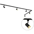 QAZQA 1-fase skinnesystem med 5 spotlights svart med gullring - Jeana