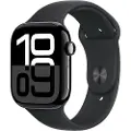 Apple Watch Series 10 (GPS + Cellular) - 46 mm - jet svart aluminium - smartklokke med sportsbånd - fluorelastomer - svart - båndbredde: M/L - 64 GB - LTE, Wi-Fi 4, UWB, Bluetooth - 4G - 35.3 g