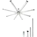 Vevor 213 cm takvifte uten lys, 6-trinns fjernkontroll, aluminium 8-blader, reversibel likestrømsmotor, moderne lavprofil innfelt vifte for soverom, stue, terrasse, innendørs/utendørs, børstet nikkel