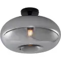 QAZQA Art Deco taklampe sort med røykglass 40 cm - Busa