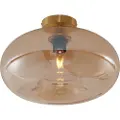 QAZQA Art Deco taklampe messing med ravglass 40 cm - Busa
