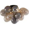 QAZQA Design taklampe sort med rav- og røykglass 4-lys - Uvas