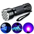 24hShop UV 21 LED 395NM ultrafiolett lommelykt - oppdager urin fra hunder