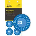 Avery Zweckform Blå inspektionsetiket Ø30 mm med årstal 20__ til selv at udfylde, Vinyl Blå - (10 ark x 8 stk.)