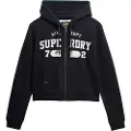 Superdry Atheltic Essential Relaxed Fit Cropped Genser Med Hel Glidelås