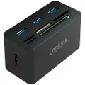 Logilink USB 3.0 hub with all-in-one card reader black USB-hub - 3 porter - Svart