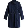 Tommy Hilfiger for woman. WW0WW42133 Marine water-repellent slim fit trench coat (38), Casual, Organic Cotton, Sustainable, Navy