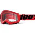 100% Goggles 100% STRATA 2 JUNIOR RED (Transparent Glass Anti-Fog, LT 88% -92%) (NEW)
