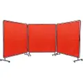 Vevor sveiseskjerm med ramme, 6' x 6' 3 panel sveisegardinskjermer, flammebestandig vinyl sveisebeskyttelsesskjerm på 12 svingbare hjul (6 låsbare), bevegelig og profesjonell for verksted, rød