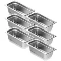 Vevor 6-pakning hotellpanner, 1/3 størrelse anti-jam damppanne, 0,8 mm tykk rustfritt stål restaurant dampbordpanne, 4-tommers dyp kommersiell bordpanne, catering oppbevaringsmatpanne, for industri og