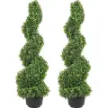 Vevor kunstige buksbomtrær, 4 fot høye (2 stykker) Faux topiary-plante utendørs, helårsgrønn feaux-plante med utskiftbare blader for dekorativ innendørs/utendørs/hage