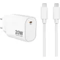 Sinox PRO 230V USB-C PD oplader 20W m/USB-C kabel. Hvid, Indendørs, Vekselstrøm, 2 m, Hvid