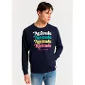 LOIS Jeans for man. 165803869 Box neck sweatshirt with navy kangaroo pocket (3XL), Casual, Cotton, Long sleeve