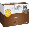 Smilla Fresh Pouch Senior biter i saus med grønnsaker - Kylling og gulrøtter (12 x 85 g)