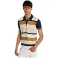 LOIS Jeans for man. 132443866 Short sleeve knitted polo shirt with multicoloured horizontal stripes (XXL), Brown, Casual, Cotton
