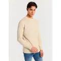 LOIS Jeans for man. 176583903 Beige knitted knitted box neck jumper bubble knit (L), Casual, Cotton, Long sleeve