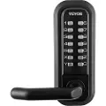 Vevor mekanisk nøkkelfri inngangsdørlås, 14-sifret tastatur, dobbeltsidig innebygd utendørs portdørlåssett med tastatur og håndtak, vanntett sinklegering, enkel å installere, for hage, gårdsplass, gar
