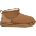 Ugg for girl. 1130750K Classic Ultra Mini Leather Booties brown (35), Flat, None, Casual, Homewear, children's fashion