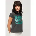 Superdry Retro Glitter Logo Cap Kortarmet T-skjorte