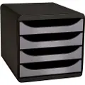 Exacompta BIG-BOX Classic - Skuffskap - 4 skuffer - for A4 Plus (210 x 330 mm) - svart, metallic sølv