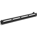 Lanberg PPUA-1024-B, Cat6a, U/UTP (UTP), Sort, ABS, Metall, Rackmontering, 1U