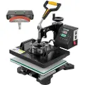 Vevor varmepressemaskin, 10x12 tommer / 25x30 cm, 2-i-1 clamshell sublimeringsoverføringsskriver med teflonbelegg, digital presis varmekontroll, kraftpresse for T-skjorte, hatt og caps