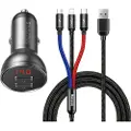 Baseus 2xusb-a Med Lightning/micro Usb/usb-c-bil Lader 2.4a 24w