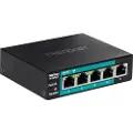Trendnet TE-FP051 - Switch - ikke-styrt - 4 x 10/100 (PoE+) + 1 x 10/100 - stasjonær, veggmonterbar - PoE+ (60 W)