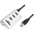 Logilink USB 3.0 hub 3-port with card reader for SD/microSD aluminum casing USB-hub - USB 3.2 - 3 porter - Hvit
