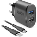 SBS TEKITTRC2U2AFASTK, Innendørs, AC, USB, 5 V, 1 m, Sort
