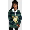 Daisy Street x Paul Frank Embroidered Varsity Rugby Sweat Langermet T-skjorte grønn