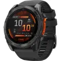 Garmin Fenix 8 - 51 mm - skifergrå - sportsur med bånd - silikon - svart - håndleddstørrelse: 127-210 mm - display 1.4 - 32 GB - Bluetooth, Wi-Fi, ANT+ - 102 g