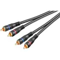 Goobay - Lydkabel - kombinert lyd - RCA plugg til RCA plugg - 3 m - dobbeltskjermet koaksial - svart