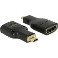 DeLOCK - HDMI-adapter - 19 pin micro HDMI Type D hann til HDMI hunn - svart - 4K-støtte