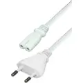 Goobay Strømkabel Euro Plug / Double Nut Jack - Hvit - 3m