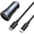 Baseus Gyllen Kontakt Bil Lader 1xusb-a 1xusb-c Med Lightning 3a 40w