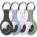 DUX 4x silikonetui Nøkkelringanheng for Apple AirTag Locator (4 farger: svart, grønn, rosa, blå)