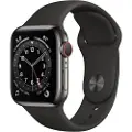 Apple Watch Series 6 (GPS + Cellular) - 40 mm - rustfritt grafittstål - smartklokke med sportsbånd - fluorelastomer - svart - båndbredde: S/M/L - 32 GB - Wi-Fi, Bluetooth - 4G - 39.7 g