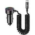 Usams US-CC167 billader 60 W med USB-C, USB-A-port og USB-C-kabel - svart