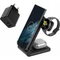 Crong - GaN PD 35W lader pluss PowerSpot Pivot Stand 3in1 trådløs lader for iPhone, Samsung og Android