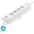 Nedis SmartLife - Smart strømstripe - AC 220 - 240 V - 3680 watt - utgangskontakter: 4 (4 x strøm type F, 2 x USB, 2 x 24 pin USB-C (PD)) - 2 m kabel - hvit