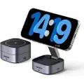 UGREEN W256 Qi 2in1 induktiv lader for iPhone, AirPods, 20W (svart) + USB-C til USB-C-kabel 1m