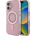 GUESS iPhone 16 Guess IML Rhinestones Ring-deksel - MagSafe-kompatibel - Rosa