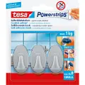 TESA 57519-00000, Universalkrok, Kromfarget, Plast, 1 kg, 3 stykker, Blister