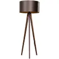 QAZQA Tripod Gulvlampe Valnøtt Tre med Brun Fløyelskjerm 50cm - Tripod Classic