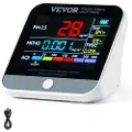 Vevor Mini luftkvalitetsmåler 8-i-1, profesjonell PM2.5 PM10 PM1.0 partikkelteller, formaldehyd, temperatur, fuktighet, TVOC AQI-tester for innendørs/utendørs, luftkvalitetsmåler med alarmterskler